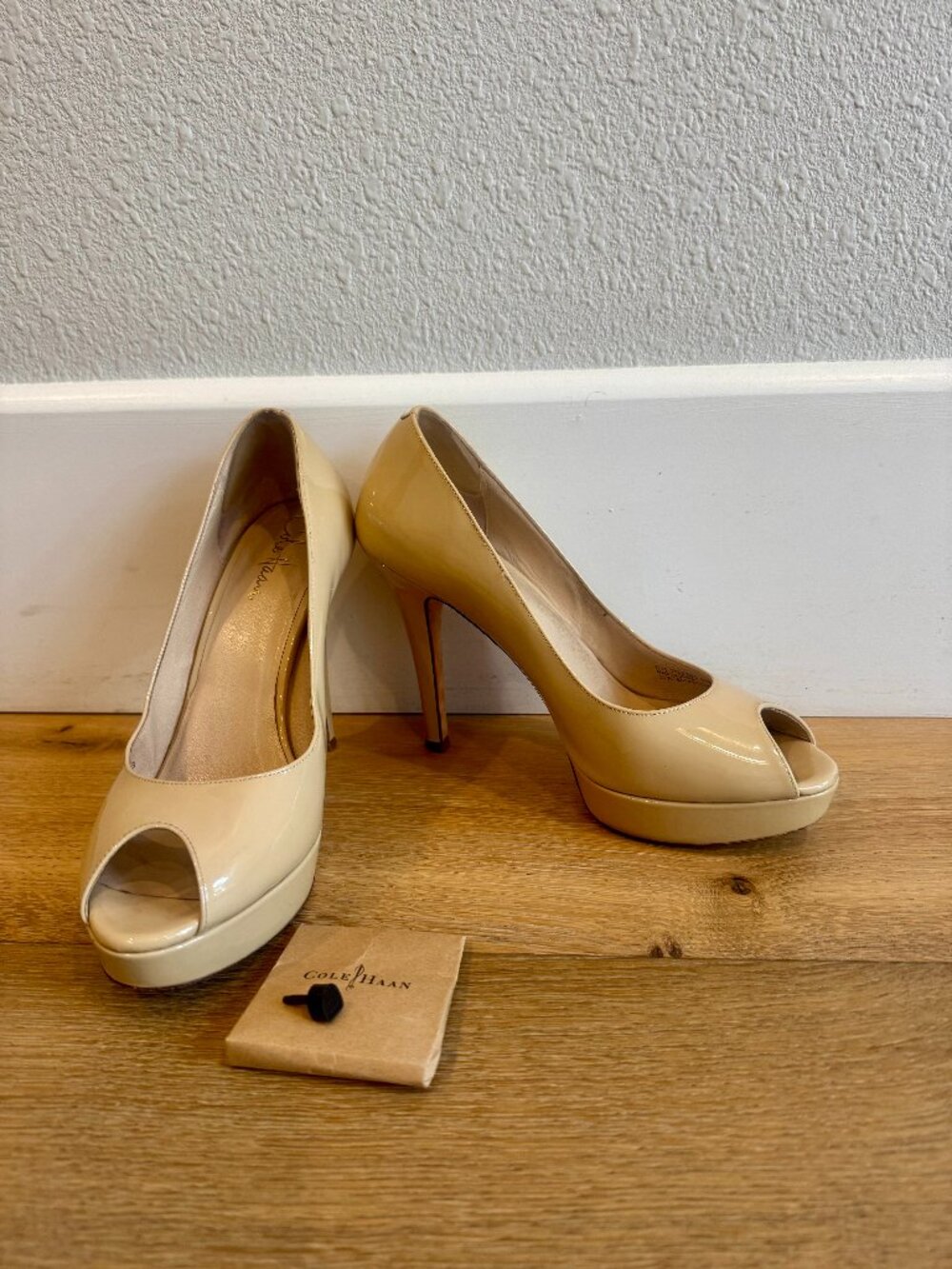 Cole Haan cream colored patent leather platform heels, 8.5, Nike Air edition